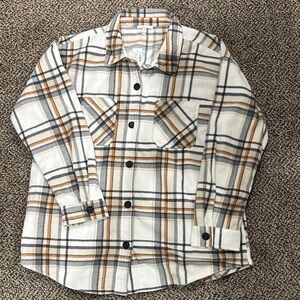 Maurices Tan and Gray Fleece shacket